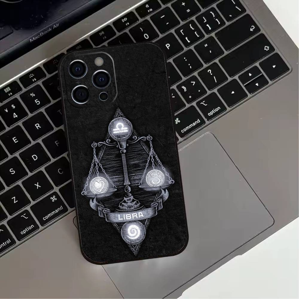 Twelve zodiac signs Phone Case For iPhone 17,16,15,14,13,12,11 Plus,Pro Max,XS,Soft Silicone Black Cover