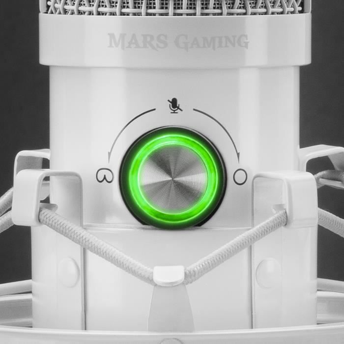 Microphone Studio - Mars Gaming - MMICX - Blanc - USB Plug & Play - Haute Définition