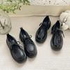 Маленькие кожаные туфли женские черные на платформе весна и осень 2025 новая японская JK увеличение роста маленькие лоферы в британском стиле