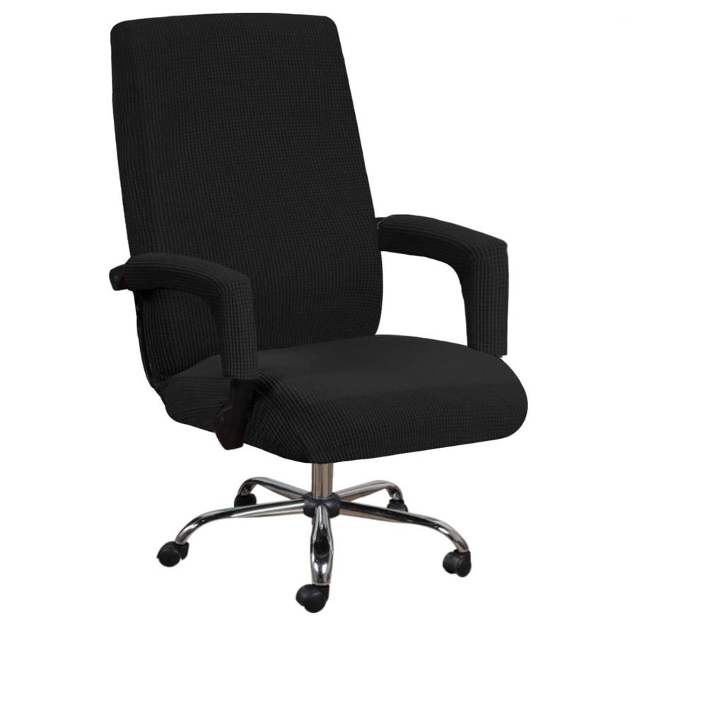 Office Chair Cover+Arm Cover Computer Seat Cover Stretch Rotating Chair Slipcover with Elastic Bottom Chair Protector for Rotating Boss Chair