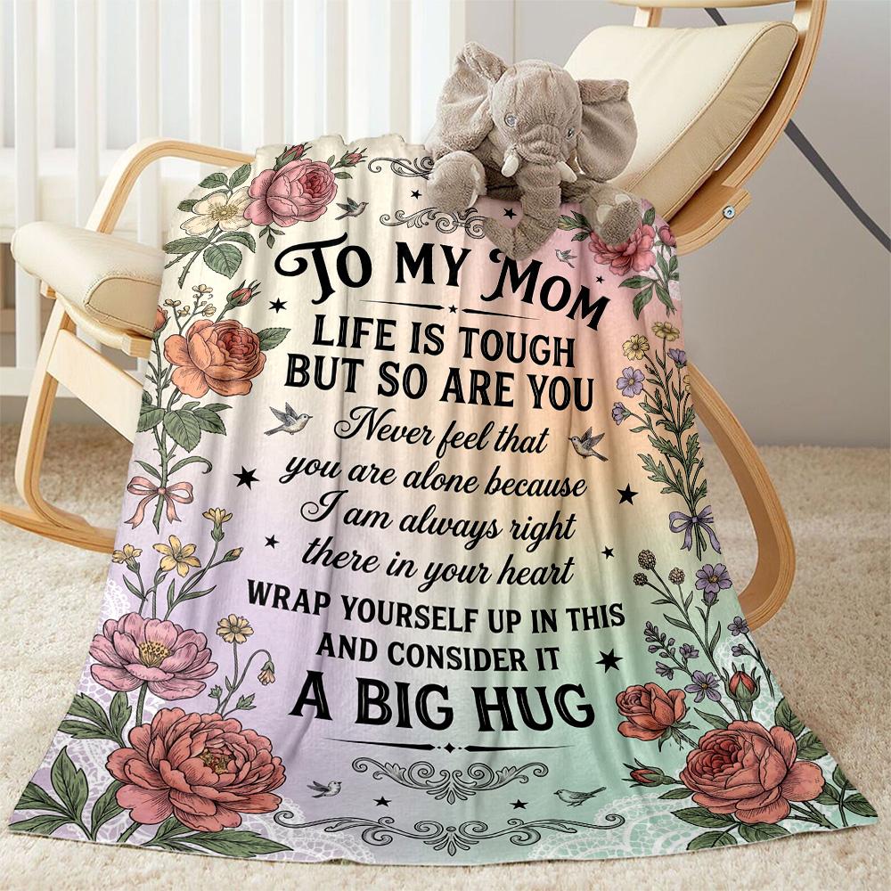 Floral Tribute To Mom Flannel Blanket-Soft and Suitable for Sofas,Beds,Offices,Travel,All Seasons,Great Gift for Holidays and Birthdays.