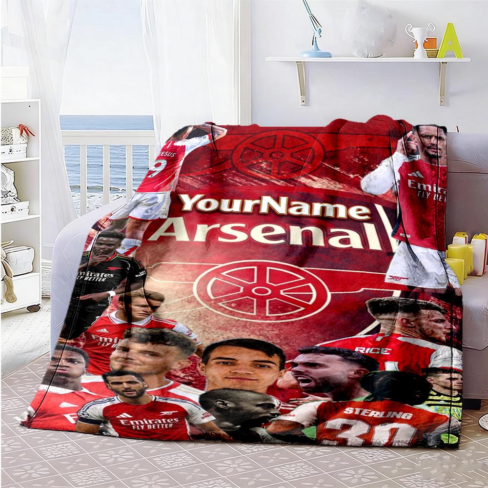 Arsenal Customize Text Blanket Cozy Personalized Blanket Warmthful Decor Versatile for Home Decor Living Room Office Chair Bedding All-Season Use