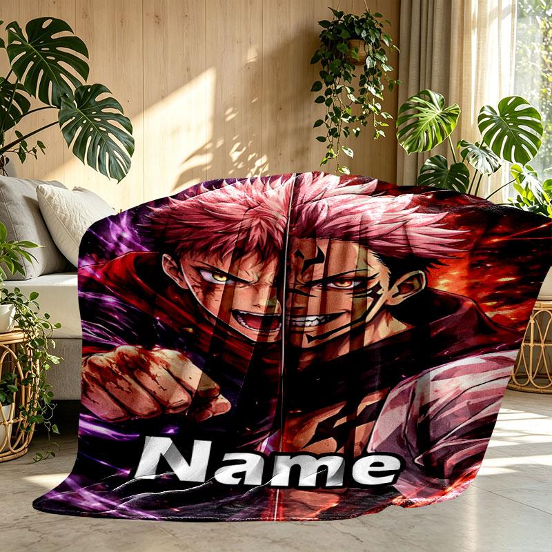 Custom Name Personalized Jujutsu Kaisen Print Blanket, Home Decor, Bedroom, Sofa, Camping, Couch, Gifts for Birthday Christmas