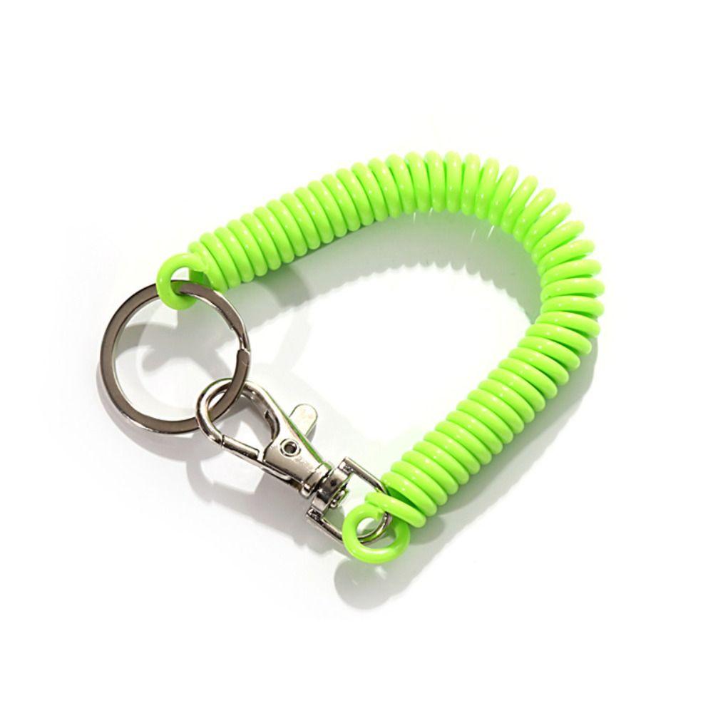 Keychain Lanyard Spiral Spring Coil Keyring Key Hooks Stretch Spring Coil Anti-lost Lobster Clasp