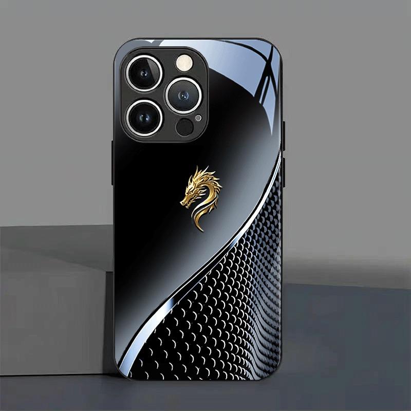 Черный Серебряный Золотой Узор Головы Дракона Закаленное Стекло Черный Чехол Для Телефона Для Samsung Galaxy S25 S24 S23 Ultra Plus FE