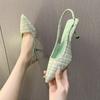 High Heel Baotou Sandals for Women's  New Summer Slim Heel Pointed Toe Footwear Single Shoes Platform Sandals