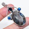 Natural Sodalite, Topaz Gemstone 925 Sterling Silver Jewelry Pendant 2.44" B8C28