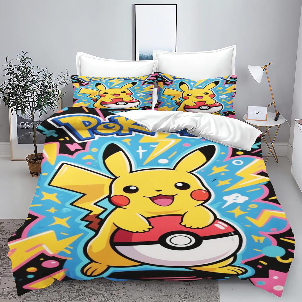 Comforter Pokémon Tuya Anime Home Bedroom Comforte Nordic Polyester Material Suitable For Children And Adults 3-Piece Set