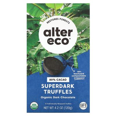 Organic Dark Chocolate Truffles, Superdark, 80% Cacao, 10 Truffles, 4.2 Oz (120 G)