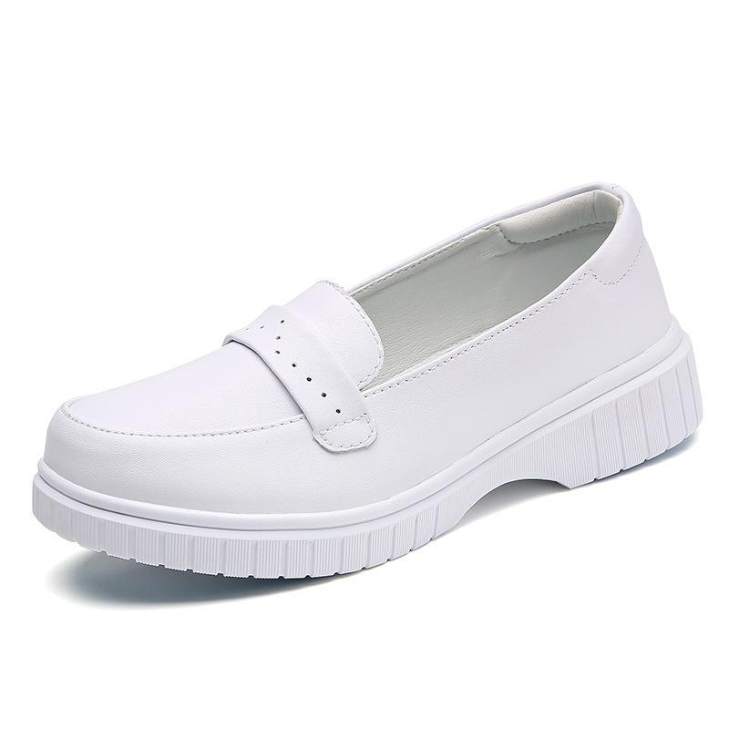 Кожаные повседневные женские туфли на все сезоны, на толстой подошве, с мягкой подошвой, дышащие, универсальные, нескользящие и износостойкие, туфли для медсестер