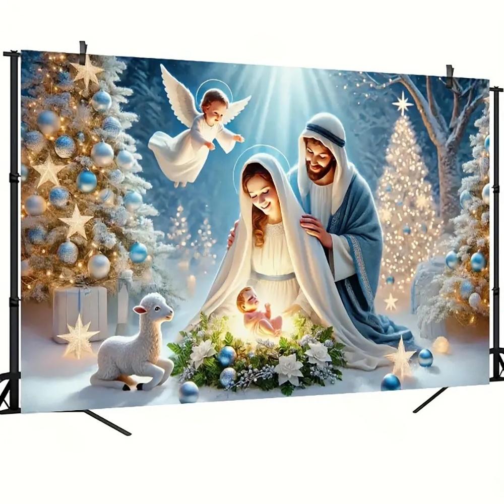 1pc Christmas background banner with the Advent of Jesus design suitable for Christmas themes parties and indoor and outdoor d