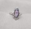Amethyst Sterling Silver Ring: Faceted Oval Gemstone, Boho Vintage Style