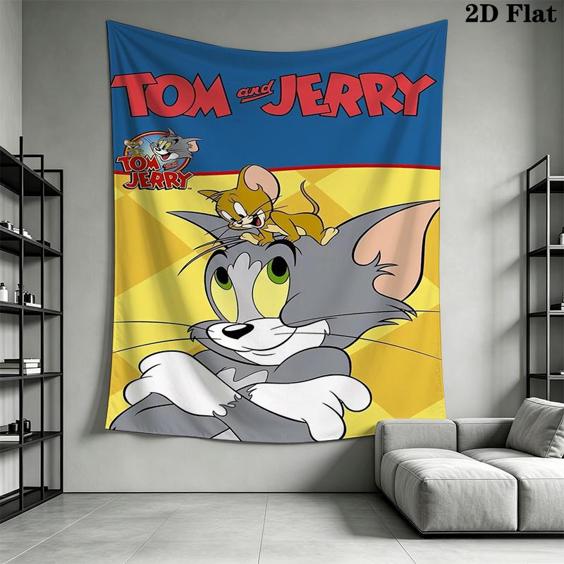 Tom Jerry Bubble Fun Tapestry Wallmounted Fashion Print Soft Background Wall Hanging Cloth Wall Covering Decoration