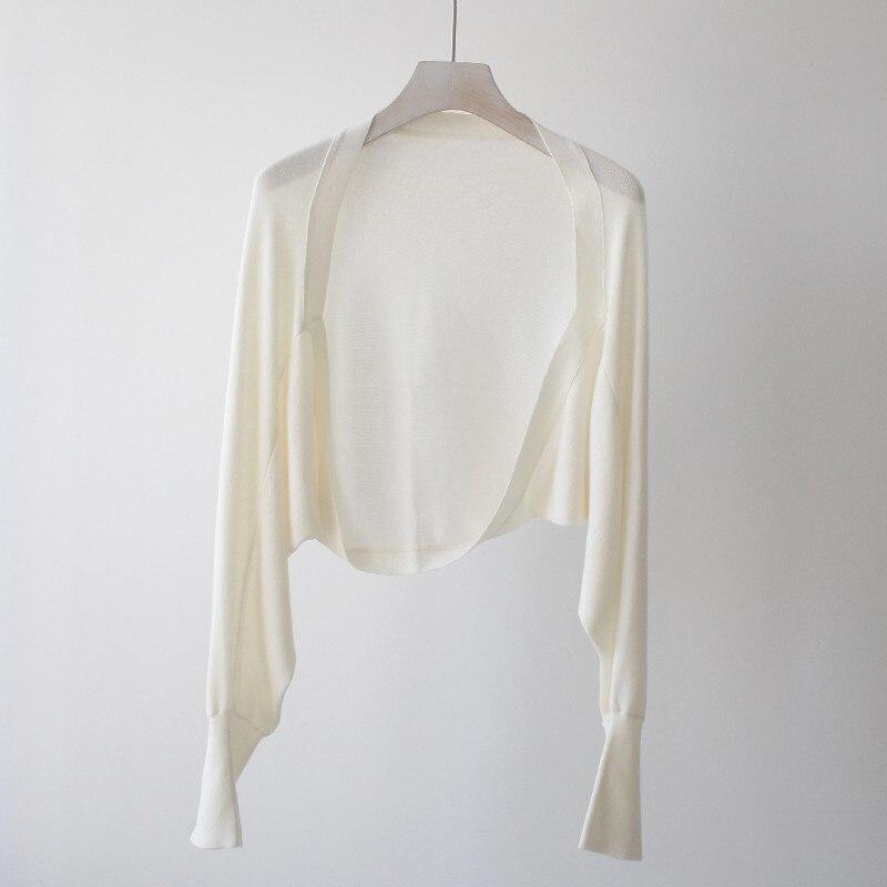 Летний ледяной шелк, солнцезащитный крем, вязаный кардиган с тонким ремешком, маленькая шаль, рубашка с кондиционером, женские топы с рукавами «летучая мышь», топы 27001