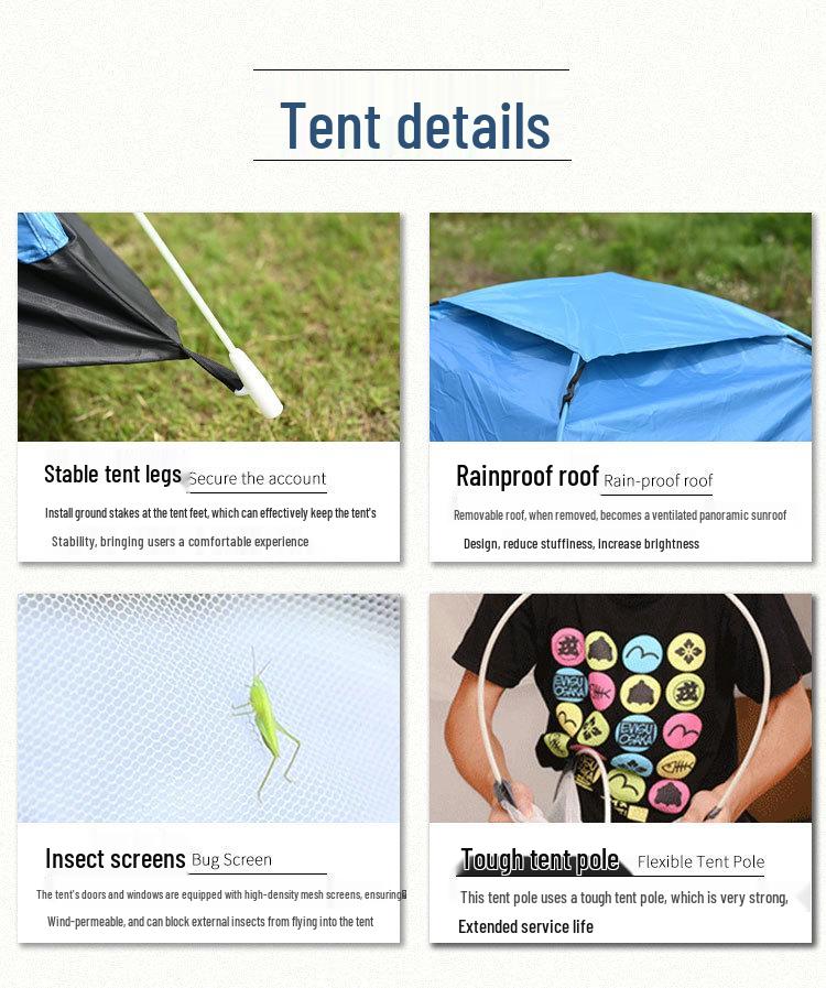 Fully Automatic Portable 3-4 Person Folding Camping Tent - Quick Open Beach Setup.