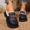 Fashion Women's Winter Loafers Square Heel Round Head Keep Warm Woman Shoes Outdoor Leisure Velvet Lining Daily Commute Metal Decoration