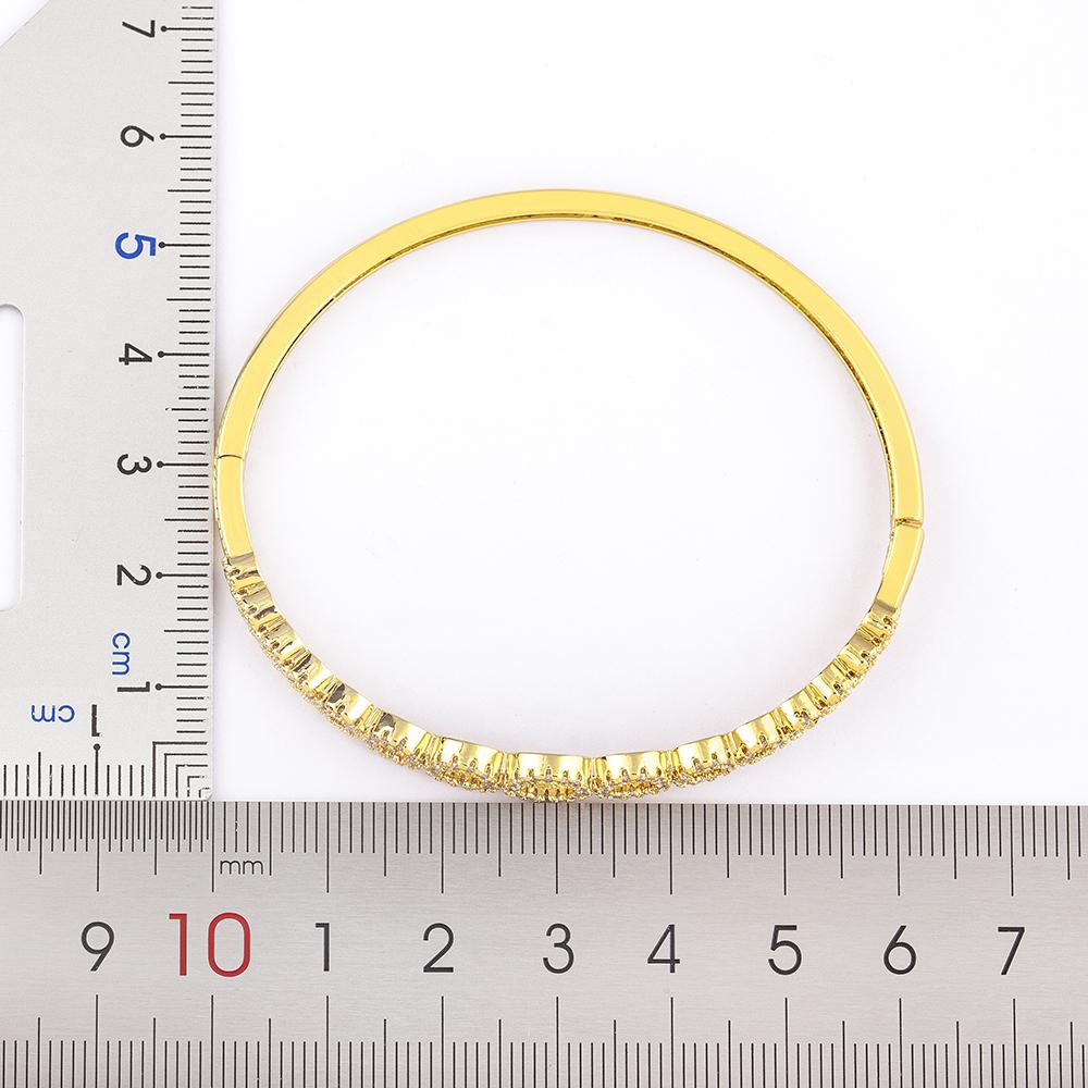 Nidin Light Luxury Simple Circles Connection Zircon Bracelet For Women Opening Bangles Wedding Jewelry Party Gift
