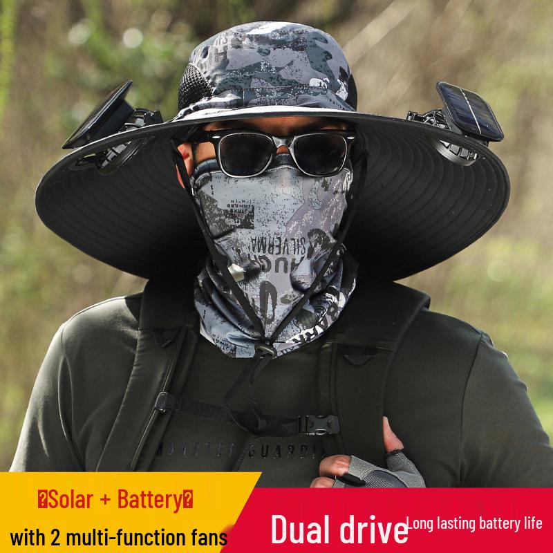 Men's Solar-Powered Cooling Hat with Fan for Outdoor Work
