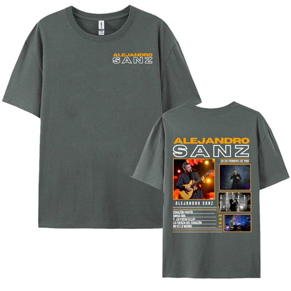 Singer Alejandro Sanz 2025 Tour Graphic Tshirts for Men Vintage High Quality Summer Short Sleeve T Shirt Unisex Casual Tshirt