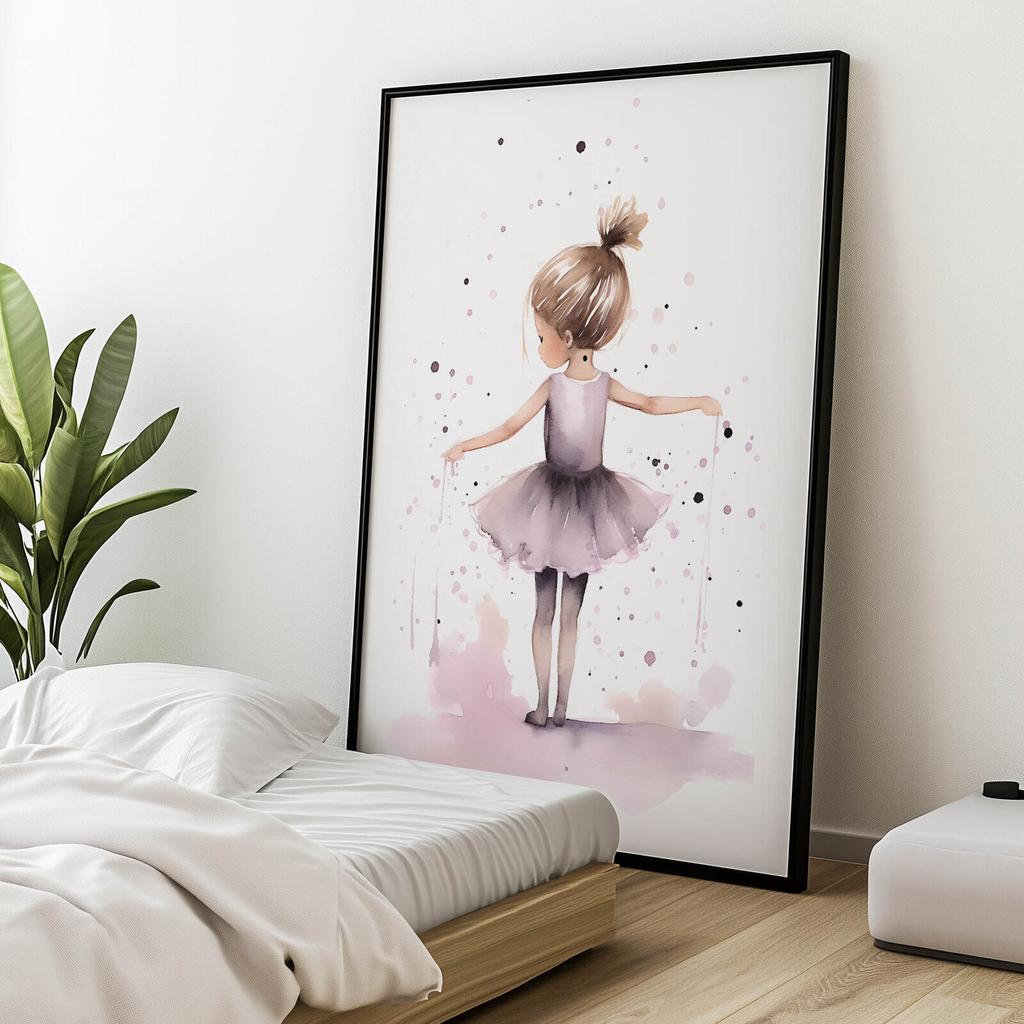Tańcząca Balerina - Różowa Magia Tańcząca Balerina - Różowa Magia, 70X100 Cm, Rama Drewniana Ciemny Brąz, Papier Matowy 230 Gsm