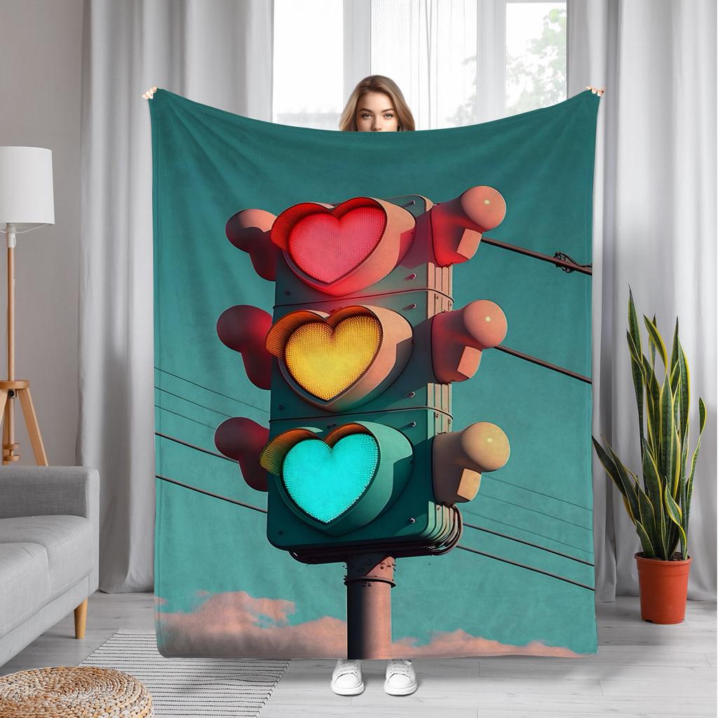 Creative traffic light design Flannel printed blanket suitable for all seasons suitable for living room office sofa and travel
