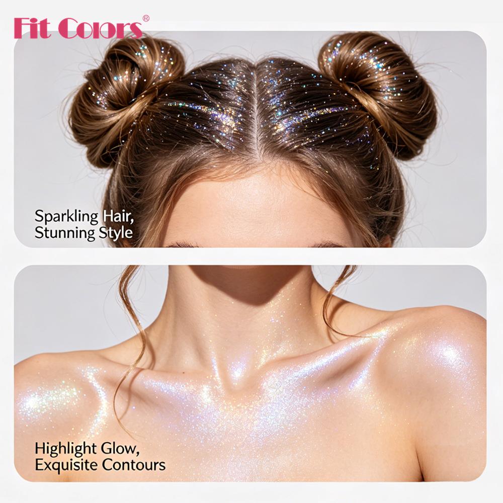 Fit Colors Body Glitter Spray Set 5 Colors, Holographic Shimmer Highlighter Powder Spray for Face Hair Body, Waterproof Sparkle Festival Stage Makeup