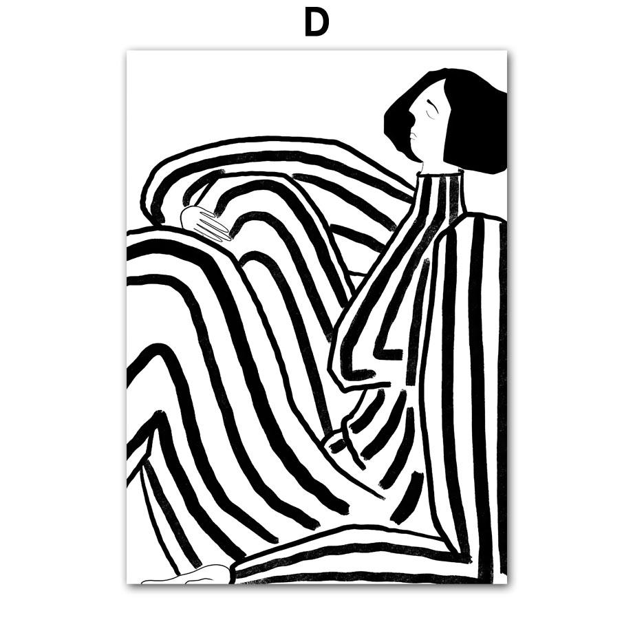 Абстрактные линии, лицо девушки, бохо, геометрия, современный декор для гостиной, постеры и принты, настенная живопись на холсте, настенная картина для дома, бар