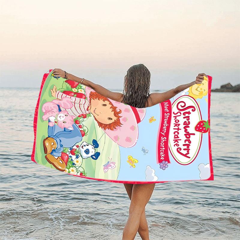 1pc Strawberry Princess3 Beach Towel, Beach and Seaside Swimming Pool Equipment, Fashion Pattern, Rectangular, Travel Essentials