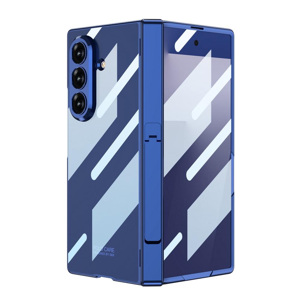 Magnetic Hinge Folding Bracket Plated Frame Transparent Glass Protective Film Case for Samsung Galaxy Z Fold7 Protect Cover