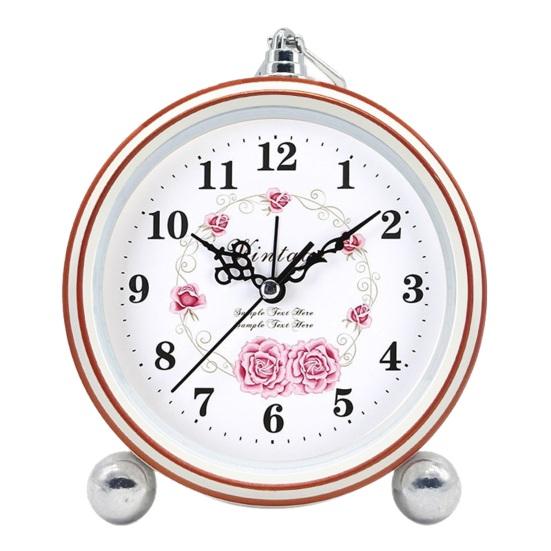 Винтажный металлический аналоговый будильник с большим дисплеем, бесшумный, работающий от батарейки, ретро-настольные кварцевые часы для спальни, подарок на день рождения для детей и студентов