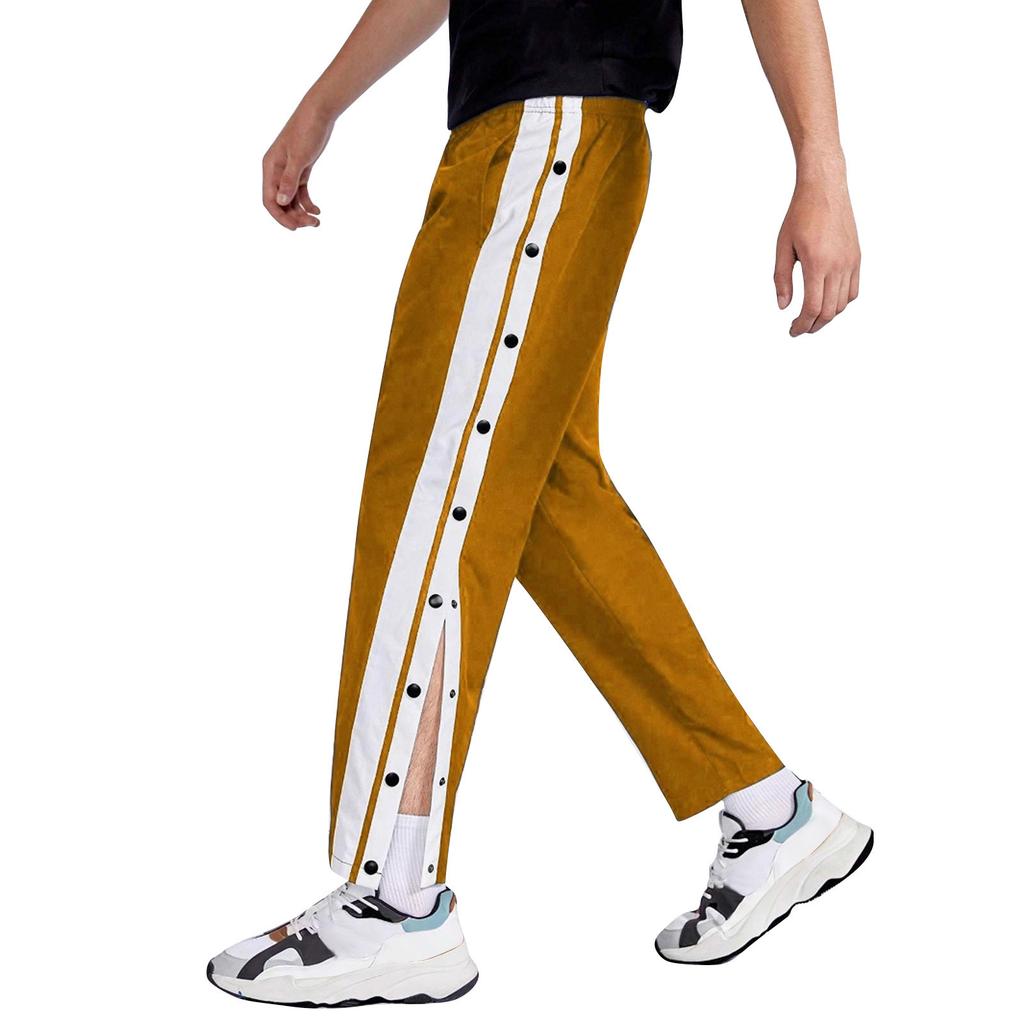 Men's Colorblock Buttoned Basketball Pants Men's Outdoor Sports Casual Pants