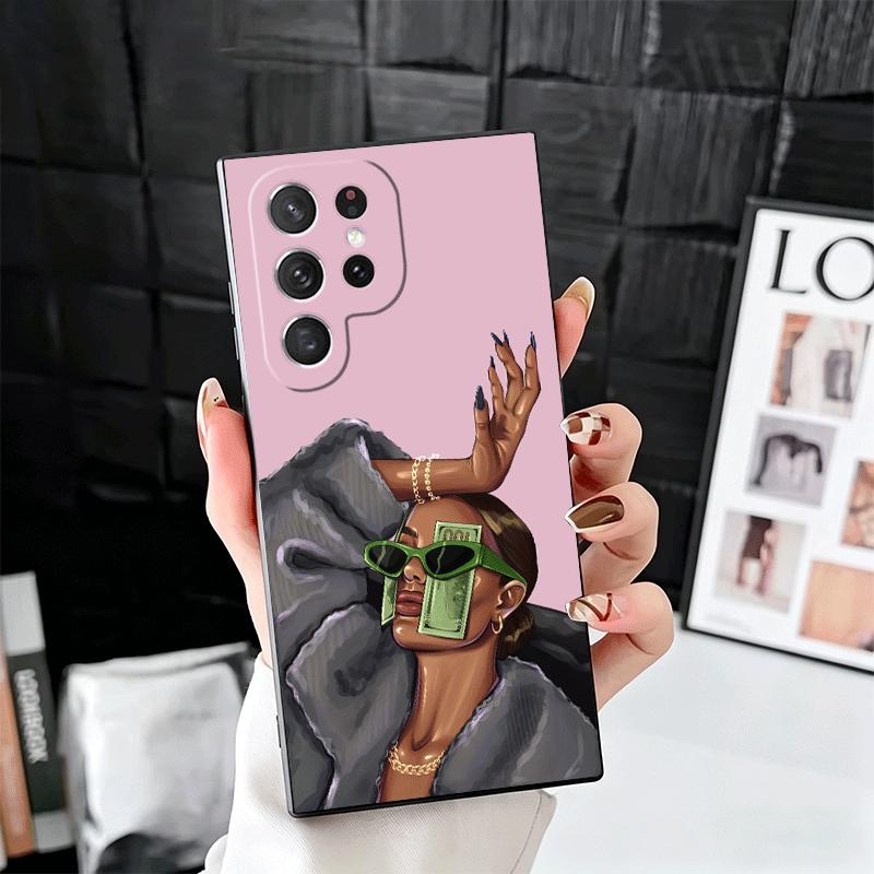 Чехол для телефона Girl Boss Lady Pink Soft для Samsung Galaxy S26 S25 Edge S24 Ultra S23 Plus S22 S21 FE S20 Черный Задняя крышка