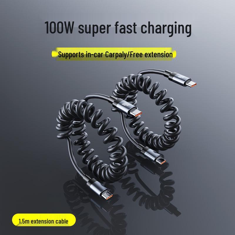 100W Dual Type-C Fast Charging Retractable Cable for Apple & Huawei Honor
