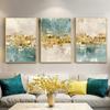Canvas Poster Minimalism Painting Nordic Art Light Blue Golden Abstract Wall Art Picture Modern Home Living Room Home Decor