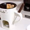 1PC Chocolate Melting Fondue Mug with Fork Ceramic Butter Warmer Pot and Supplies for Kitchen Chocolate Fondue