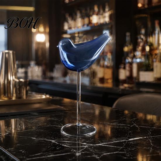 Lead Free Glassware Bird Shape Cocktail Glass, Lead-Free Borosilicate Glass Martini Goblet Cup, Sophisticated Bar Accessories Elegant Creative