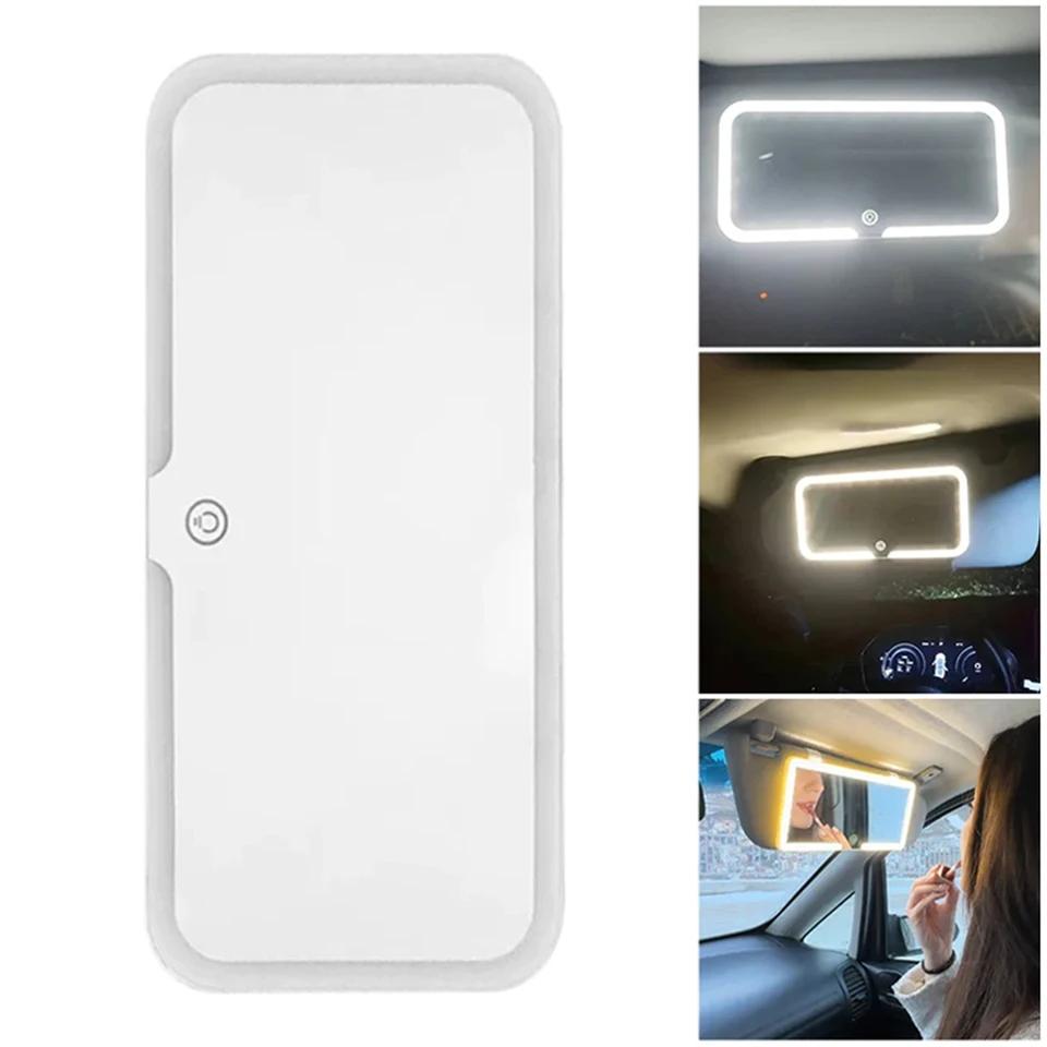 Auto Mirror Sun Visor Makeup Mirror LED Touch Screen Three Light Modes Adjustable Rechargeable Car Interior Rear Vanity Mirror