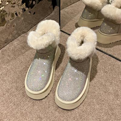 Ботинки на плоской подошве с зимними ботинками на молнии с круглым носком 2024 года, высококачественные женские ботинки на низком каблуке, однотонные, блестящие, лаконичные женские ботинки