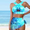 Женские купальники танкини, 2 предмета, купальник, купальный костюм для отпуска, окрашивание галстуком