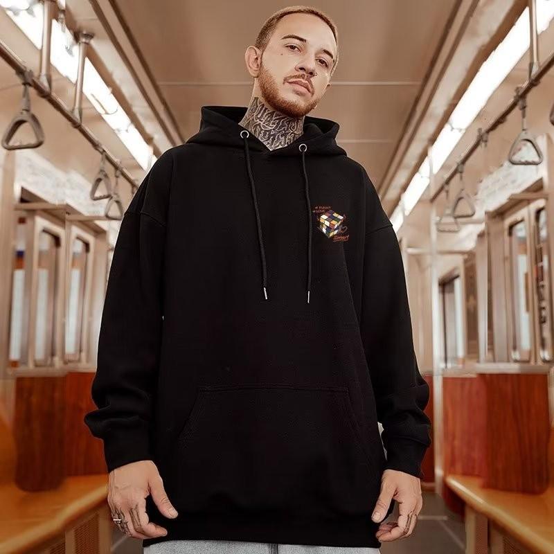 Мужское худи оверсайз, модное, свободное, многоцветное, с принтом кубика Рубика и панды, с длинным рукавом, парная одежда