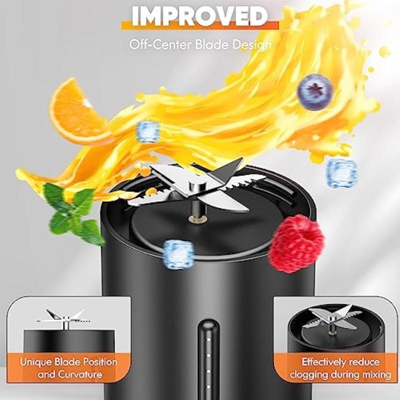 Portable Blender,  Shakes and Smoothies with 6 Ultra Sharp Blades, 15Oz Mini Blender USB Rechargeable Magnetic for Travel/Picnic/Office/Gym