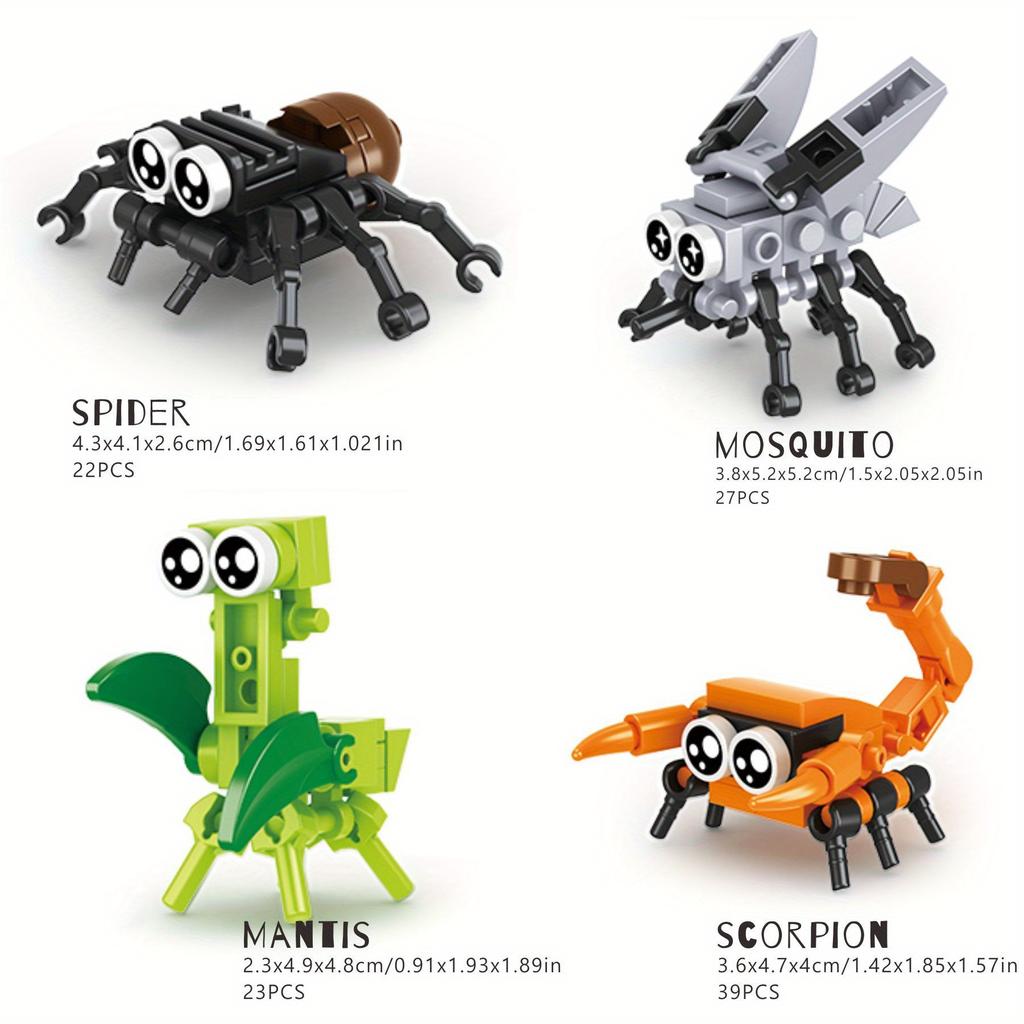 Insect Building Blocks Insect Model Different Little Insects Building Blocks Bee Ladybug Firefly Dragonfly Spider Toy For Boy/girl Children's Gifts