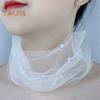 Solid Color Neck Collar Faux Pearls Decor Elastic Organza Lace Scarf Elegant Multi-functional Elastic Neck Wrap
