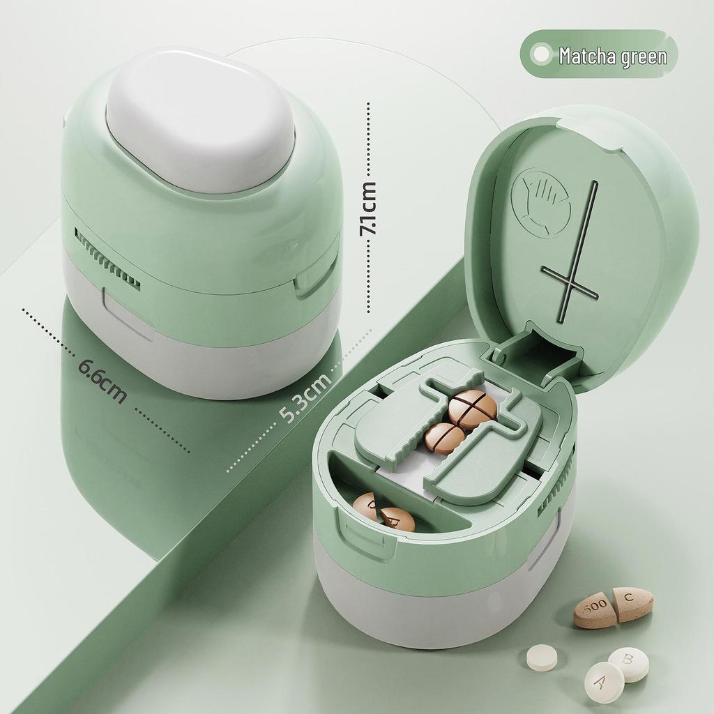 Portable Multi-functional Pill Cutter & Dispenser: 4-in-1 Medicine Storage and Splitter Tool