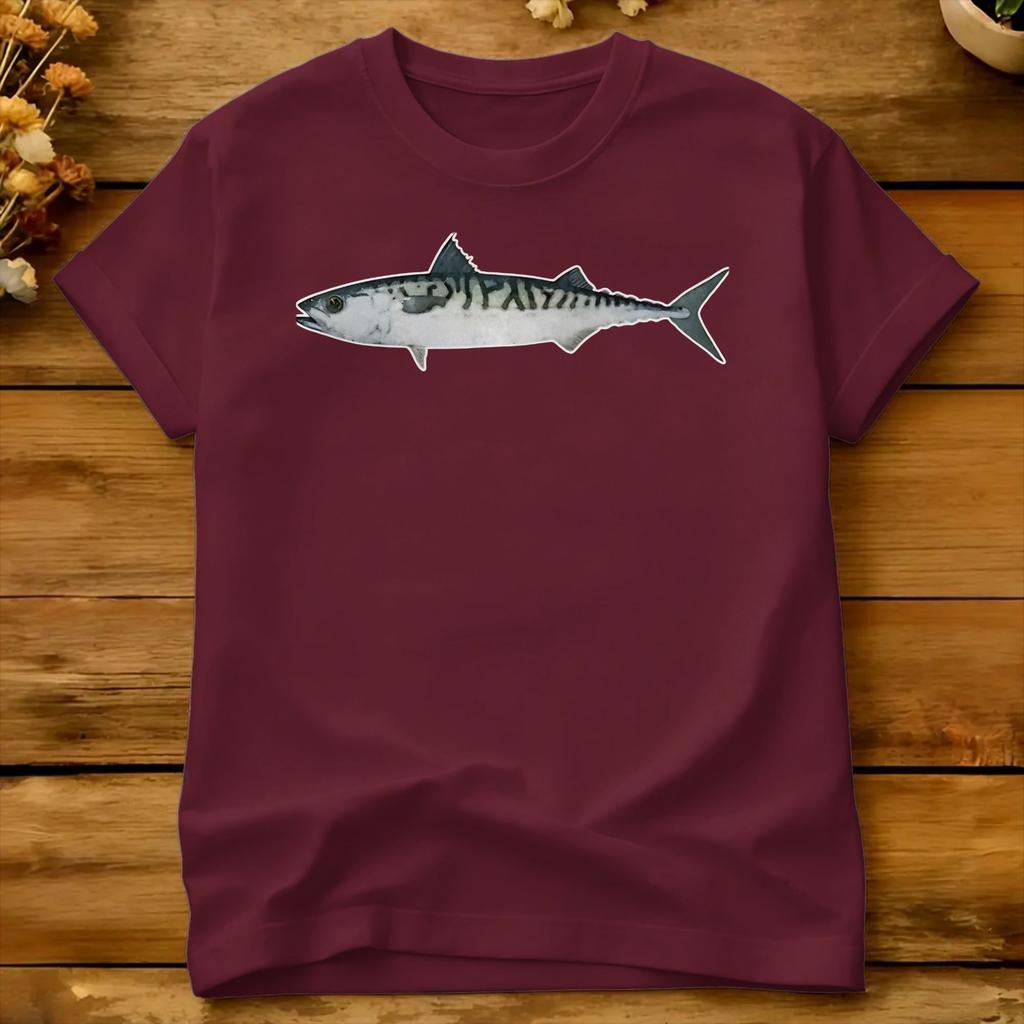 Atlantic Mackerel Watercolor Art Tshirt Summer Cotton T Shirts For Unisex Design Tee Shirt Shortsleeved Y2k Fun Top Tees