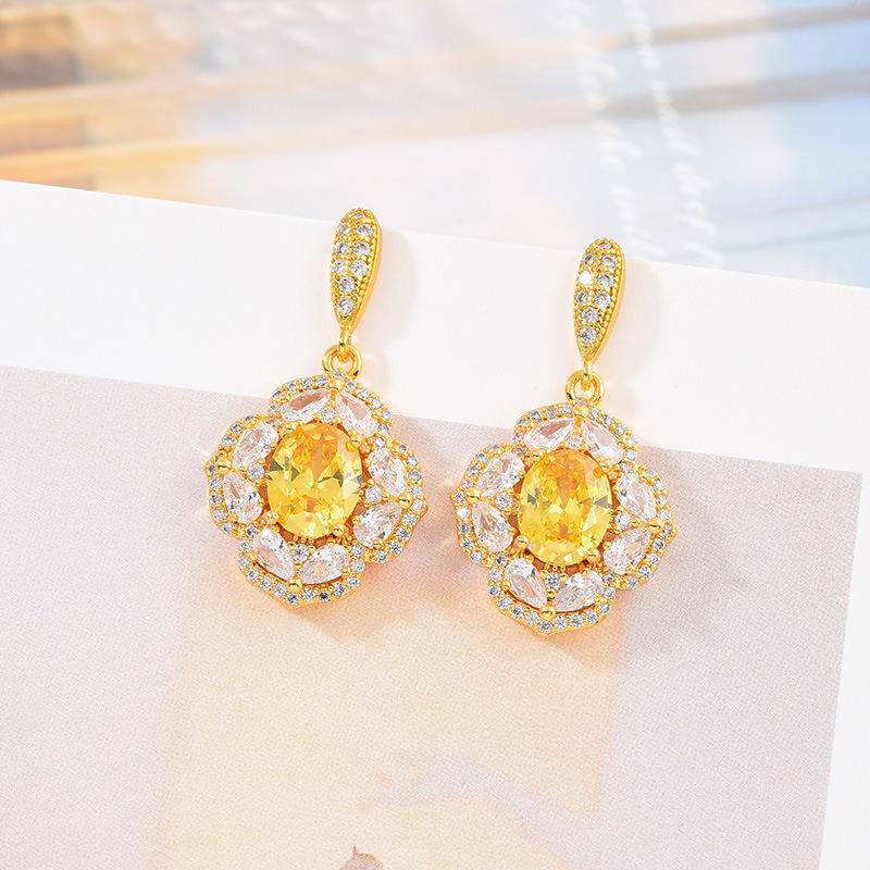 Light Luxury Fashion Temperament Full Diamond Earrings 925 Silver Needle Earrings Inlaid With Zircon Earrings, Multi-Color