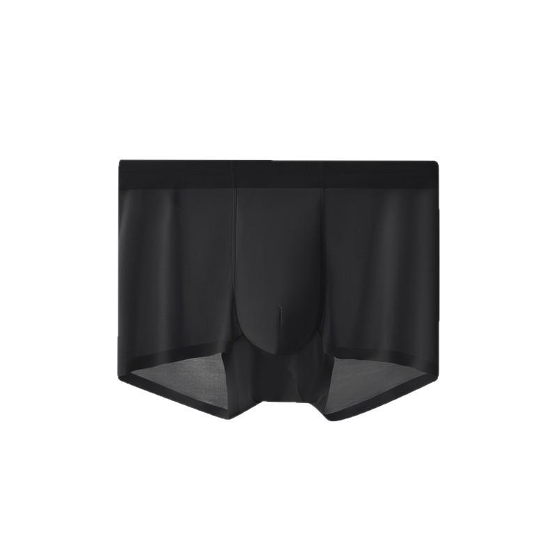 Men's Cool Ice Silk Mid-Waist Seamless Underwear - Breathable, High Elasticity, Antibacterial, Thin Design