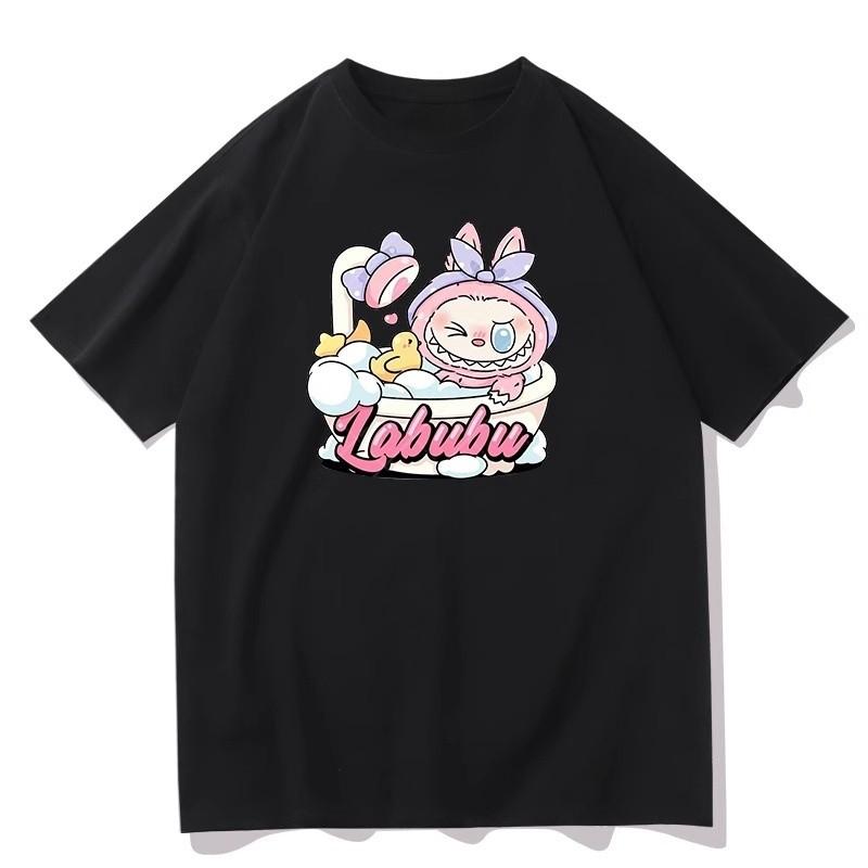 Футболка Labubu повседневная с коротким рукавом и круглым вырезом, унисекс, повседневный модный тренд