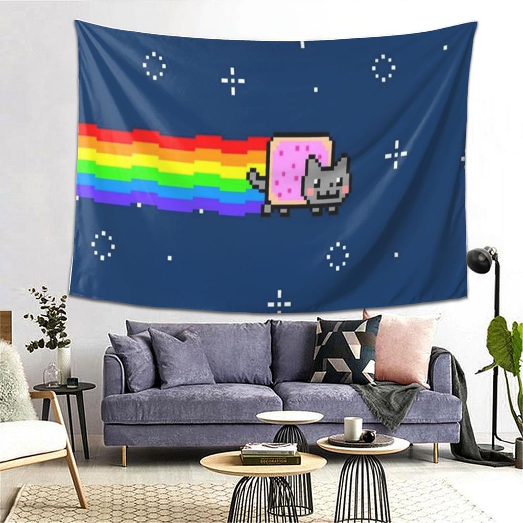 1 шт. Гобелен Nyan Cat для спальни, гостиной, офиса Ретро-эстетика видеоигр Декор комнаты