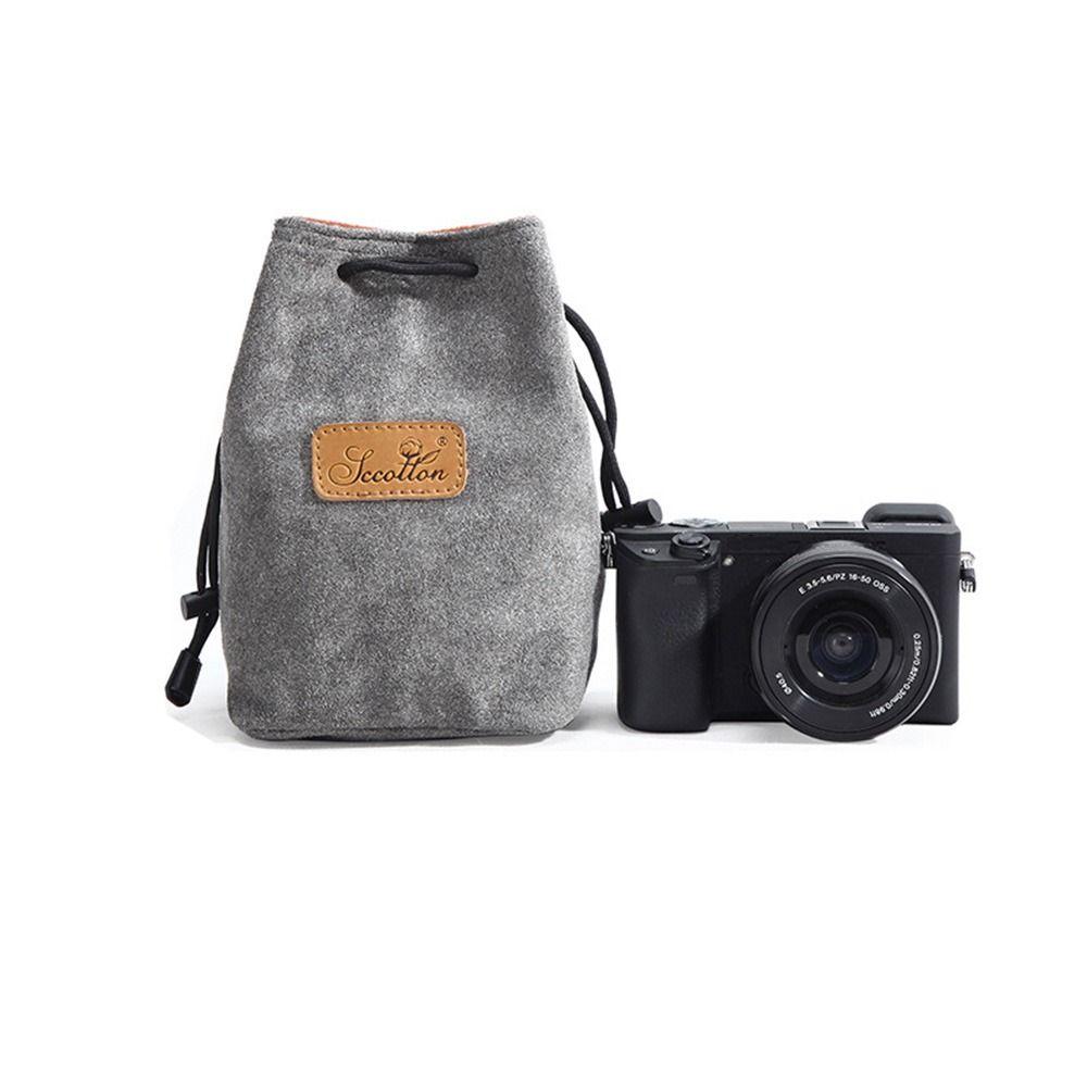 Portable Camera Storage Bag Soft Lens Protective Case Vintage Lens Pouch for Canon/Nikon Camera